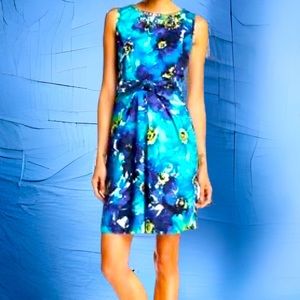 New with tags - Ellen Tracy Dress Size 4 Blue and Green Flowers Tie Waist
